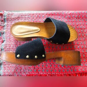 SEYCHELLES WOOD SOLE BOTTOM SANDALS SIZE 38 NEVER WORN
